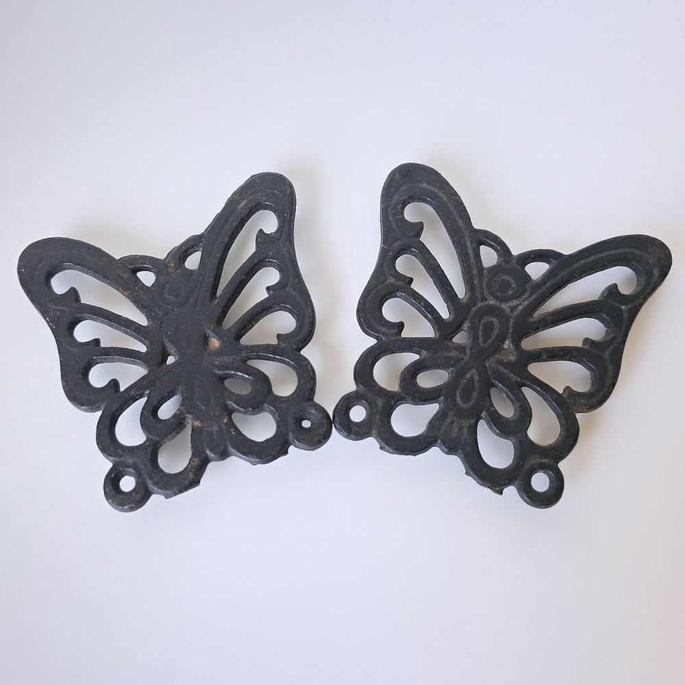 Black Butterfly Cast Iron Butterfly Trivet Set